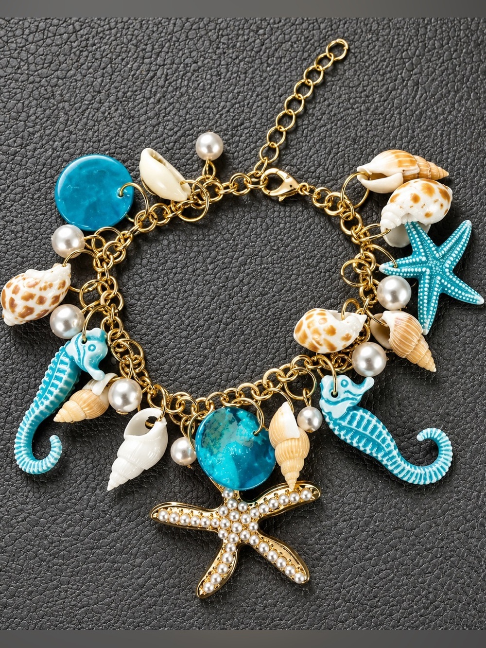 Turquoise & Gold Seaside Charm Bracelet - Picture 5 of 9